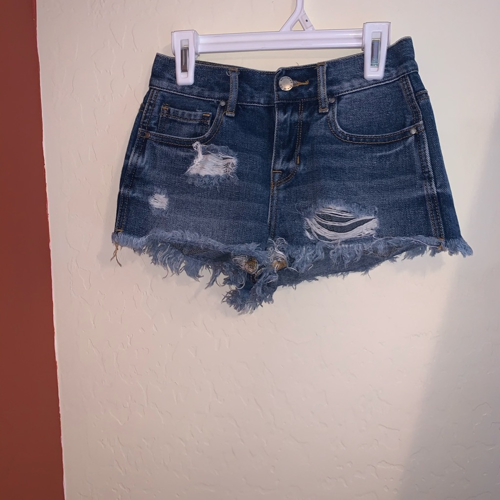 Dark wash denim shorts